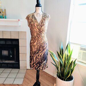 Dana Buchman Camo Wrap Studded Knee Length Dress Size M